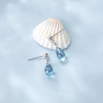 S925 Sterling Silver Blue Water-drop Glass Stud Earrings