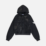 Baby's-breath Rhinestone-studded Vintage Hoodie