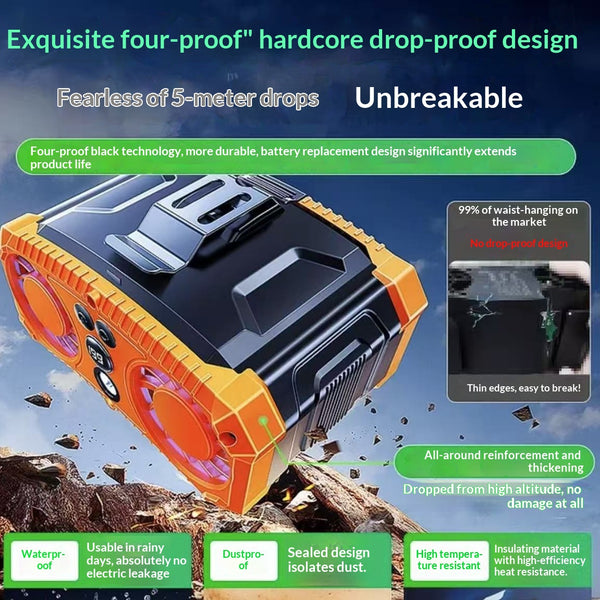 Dual Vent Waist Mounted Fan With Detachable Battery Holder
