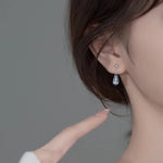 S925 Sterling Silver Blue Water-drop Glass Stud Earrings