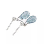 S925 Sterling Silver Blue Water-drop Glass Stud Earrings