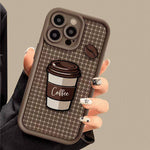 Plaid Coffee-Style Phone Case With Lanyard